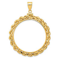 14K Gold Rope Bezel Pendant for St. Guadens $20 Coin with Screw-Top (34.2mm)