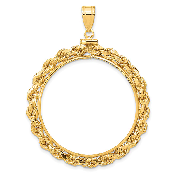 14K Gold Rope Bezel Pendant for 1 ounce American Eagle Coin