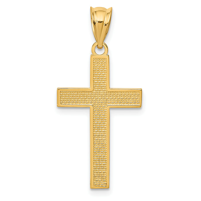 14K Gold Textured Calvary Cross Pendant