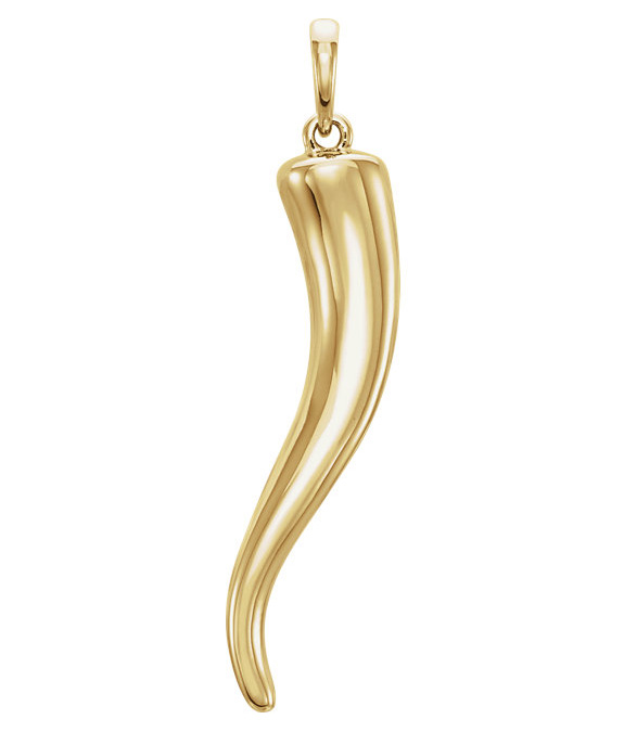 Italian Horn Pendant in 14K Gold, 1 1/4
