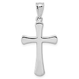 14K White Gold Polished Cross Pendant with Rounded Corners