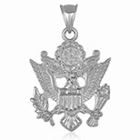 14k white gold united states of america eagle emblem pendant