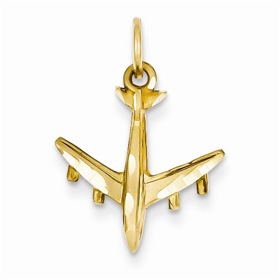 3-D Airplane Charm Pendant in 14K Gold