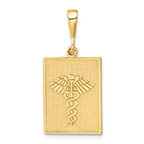 caduceus emblem medical plaque pendant 14k gold