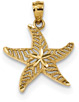 Diamond-Cut Filigree Starfish Pendant Necklace, 14K Gold