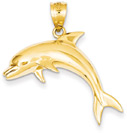 Large Dolphin Pendant in 14K Gold