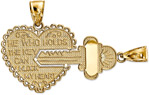 He Who Holds the Key Break-Apart Heart Necklace, 14K Gold