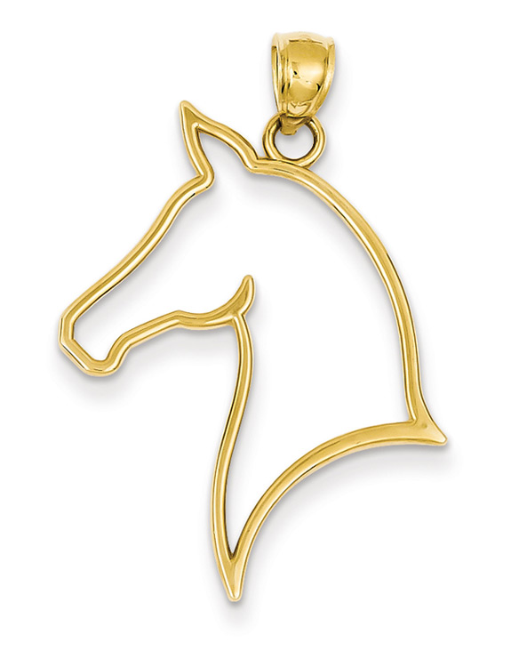 Horse Head Silhouette Pendant Necklace, 14K Gold