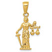 lady justice pendant in 14k gold with moveable scales