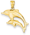 Mamma Dolphin with Baby Dolphin Pendant, 14K Gold