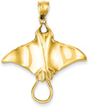 Manta Ray Pendant Necklace in 14K Gold