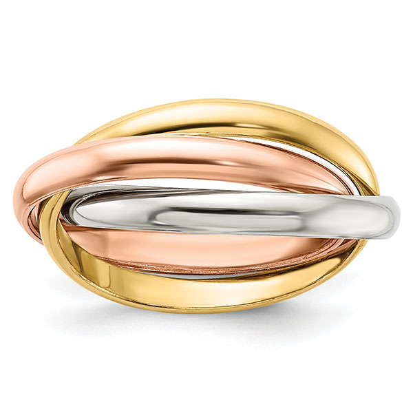 10k tri-color gold entwined rolling ring