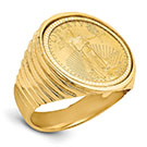 14K Gold Men's Bezel Ring for 1/10 Oz American Eagle Coin
