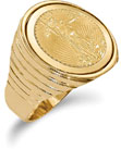 14K Gold 1/10 Ounce American Eagle Coin Ring