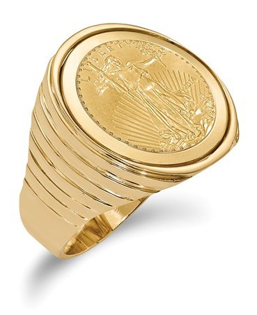 14K Gold 1/10 Ounce American Eagle Coin Ring