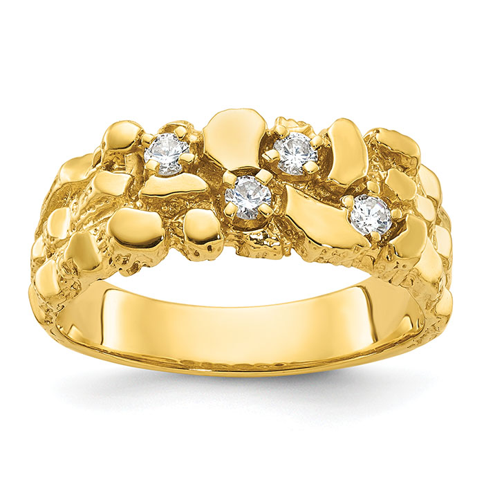 Men's 1/4 Carat Diamond Nugget Ring, 10K Gold