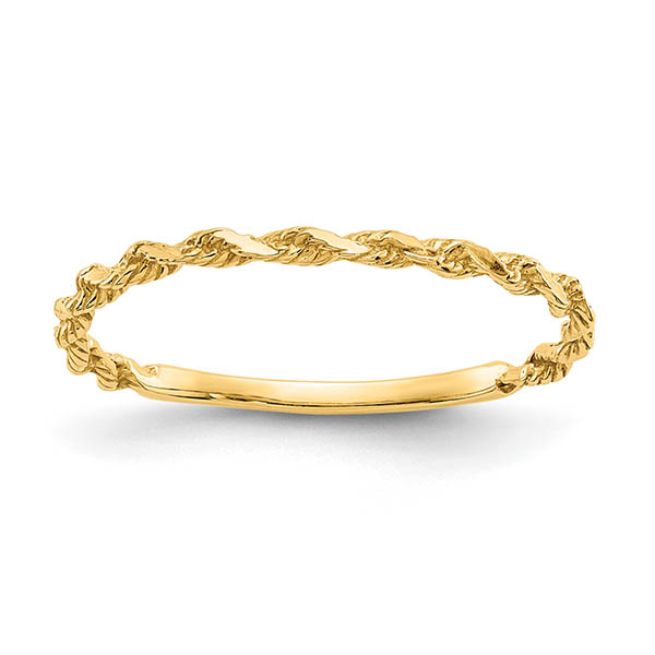 14k gold rope chain band ring for women