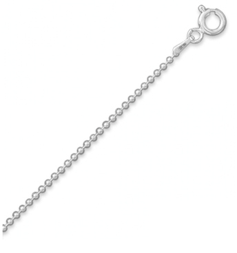 1mm Bead Chain Necklace, Sterling Silver