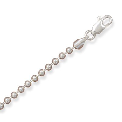 3mm Bead Chain Necklace, Sterling Silver