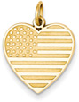 American Flag Heart Pendant, 14K Gold