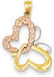 Butterfly Heart Pendant in 14K Rose and Yellow Gold