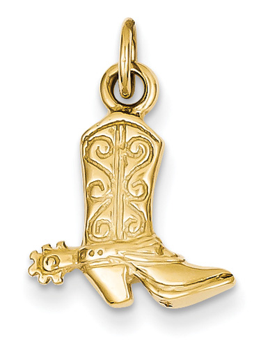 14K Gold Cowboy Boot and Spurs Pendant