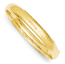 Hammered Hinged Bangle Bracelet in 14K Yellow Gold (5/16
