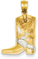 Cowboy Boot Pendant in 14K Gold