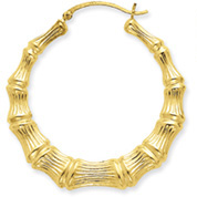 Large Bamboo Hoop Earrings in 14K Gold