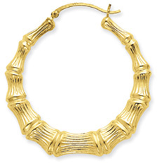 2-Inch Extra Large Bamboo Hoop Earrings, 14K Gold