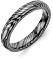 Timoku Tri-Domed Ridged Black Titanium Wedding Band Ring