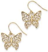 Filigree Butterfly Earrings, 14K Yellow Gold