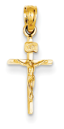 Small Crucifix Necklace, 14K Yellow Gold