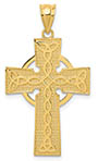 Irish Cross Pendant with Celtic Design, 14K Gold