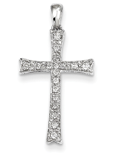 1/5 Carat 14K White Gold Diamond Cross Pendant