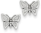 Butterfly Stud Earrings, 14K White Gold