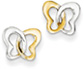 Butterfly Heart Stud Earrings, 14K Two-Tone Gold