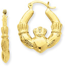 Claddagh Hoop Earrings in 14K Yellow Gold