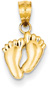 Small Toddler's Feet Pendant, 14K Yellow Gold