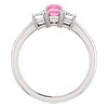 Pink Sapphire Emerald-Cut 1/2 Carat Diamond Ring in 14K White Gold 4