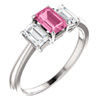 emerald-cut pink sapphire ring