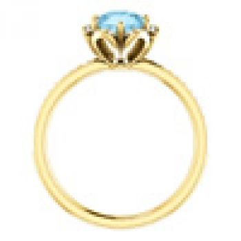 14K Yellow Gold Floral-Inspired Aquamarine and Diamond Ring 4