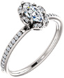 Floral Marquise Diamond Engagement Ring in 14K White Gold