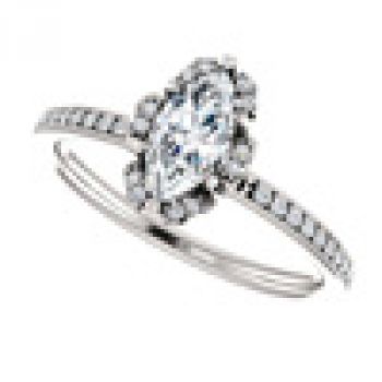 1/2 Carat Center Floral Marquise Diamond Engagement Ring 4
