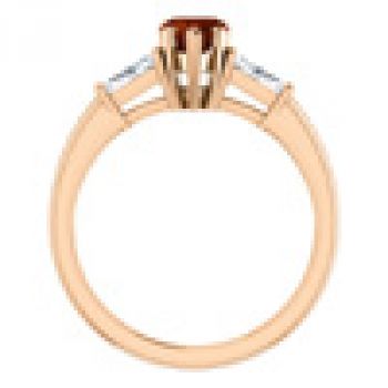 14K Rose Gold Heart-Shaped Garnet and Baguette Ring 3