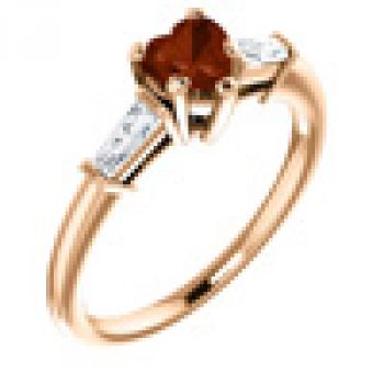 14K Rose Gold Heart-Shaped Garnet and Baguette Ring 2