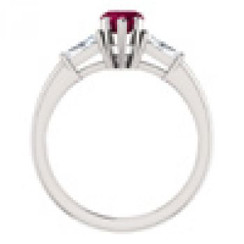 Heart-Shaped Garnet and Baguette Ring in Sterling Silver 3
