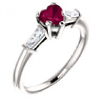 Heart-Shaped Garnet and Baguette Ring in Sterling Silver 2