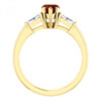 14K Yellow Gold Heart-Shaped Garnet and Baguette Ring 3