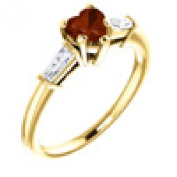 14K Yellow Gold Heart-Shaped Garnet and Baguette Ring 2